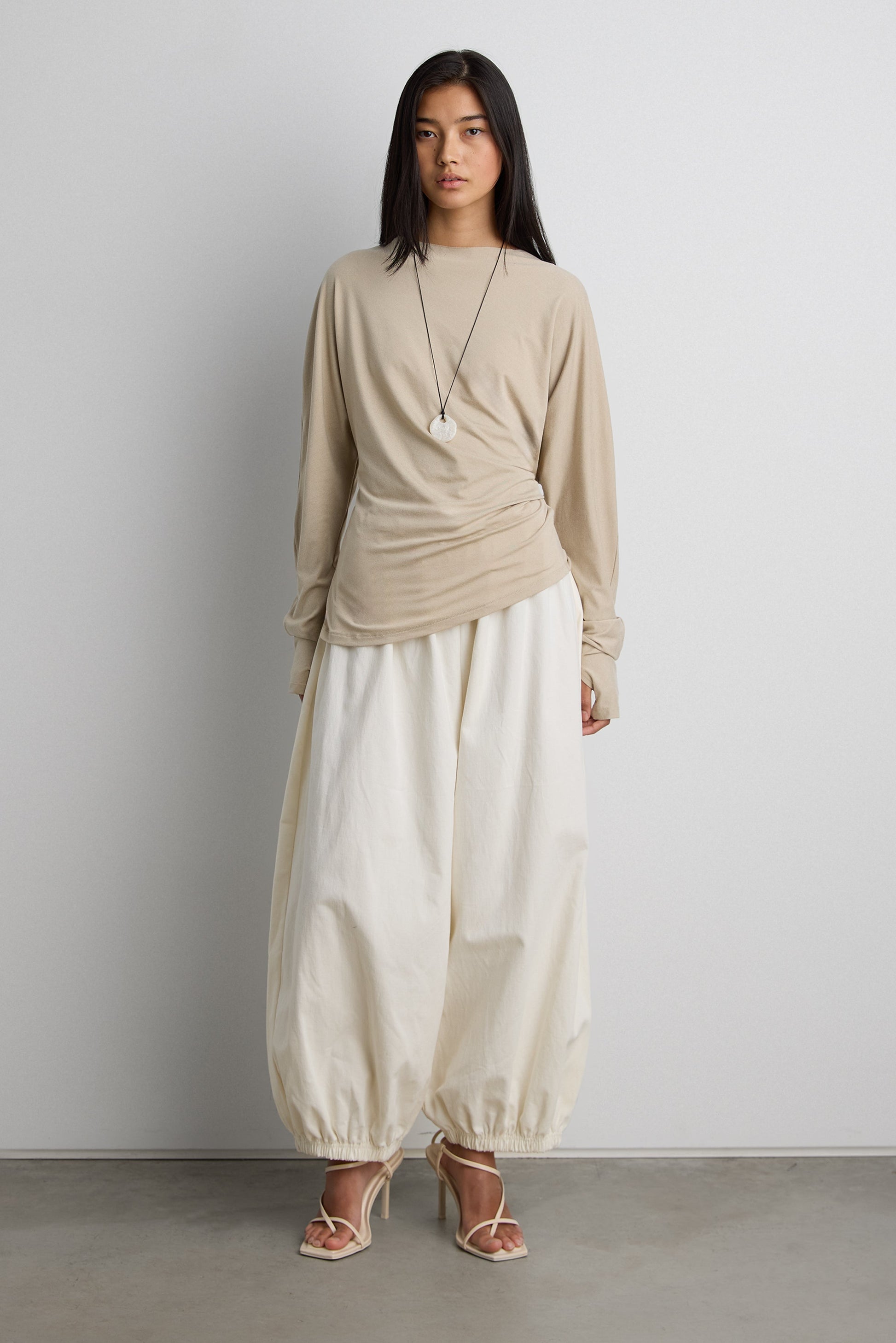 DRAPED SLOUCHY PULLOVER SHIRT