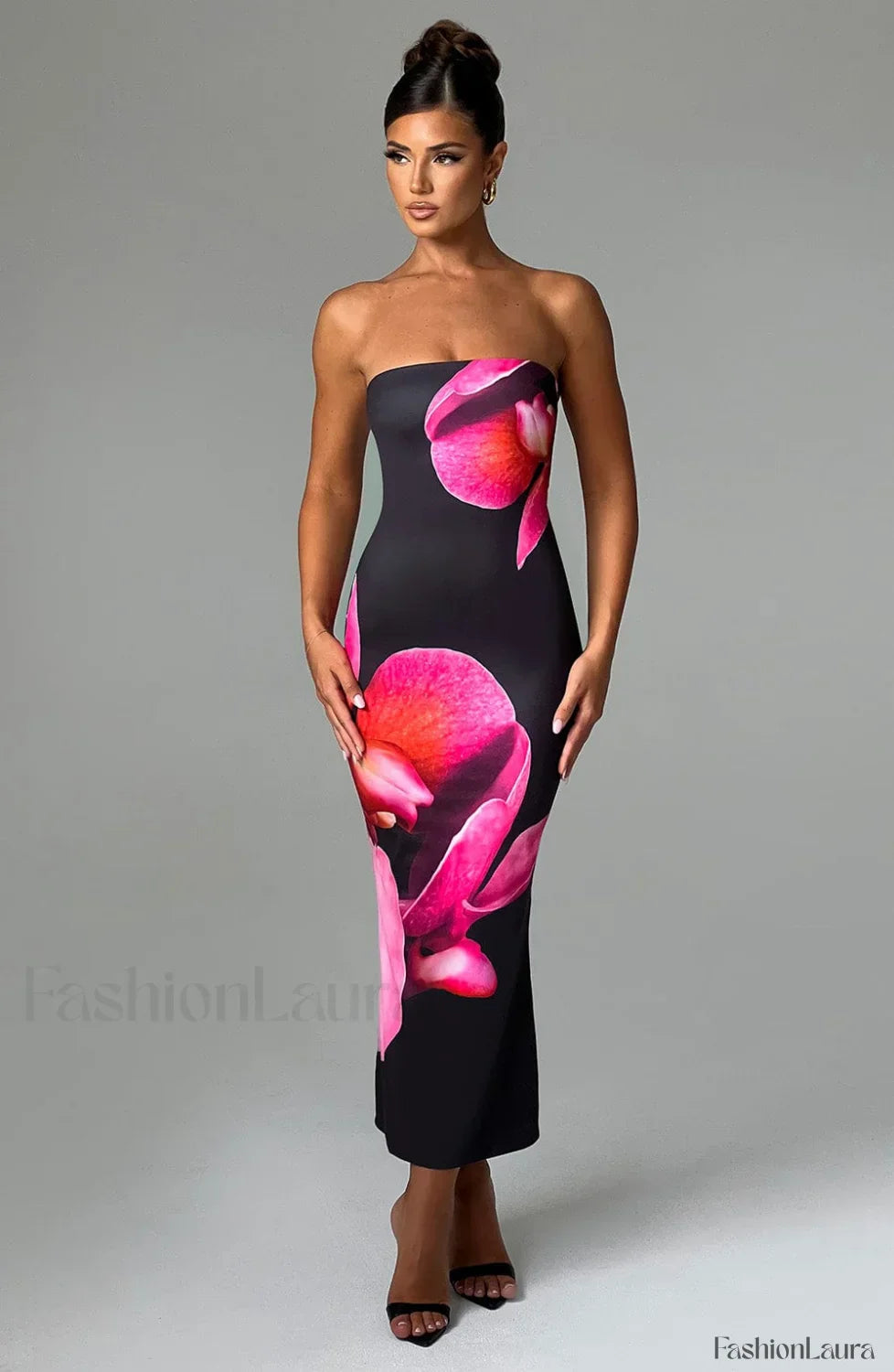 Allegra Midi Dress Trendy - Black Floral Print