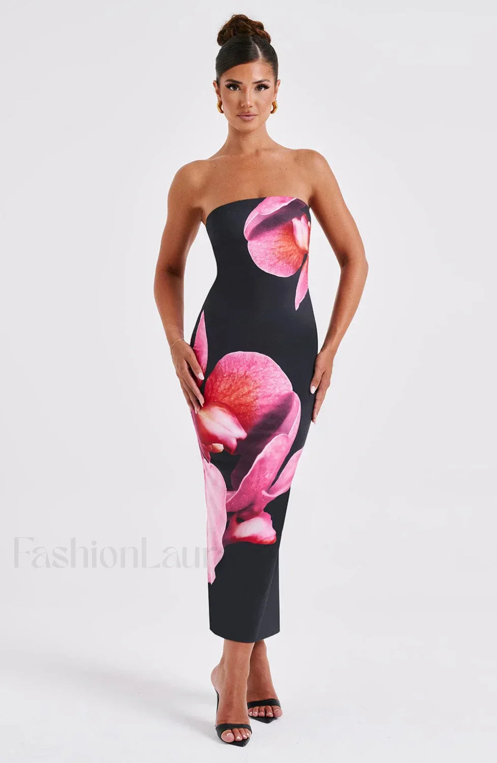 Allegra Midi Dress Trendy - Black Floral Print