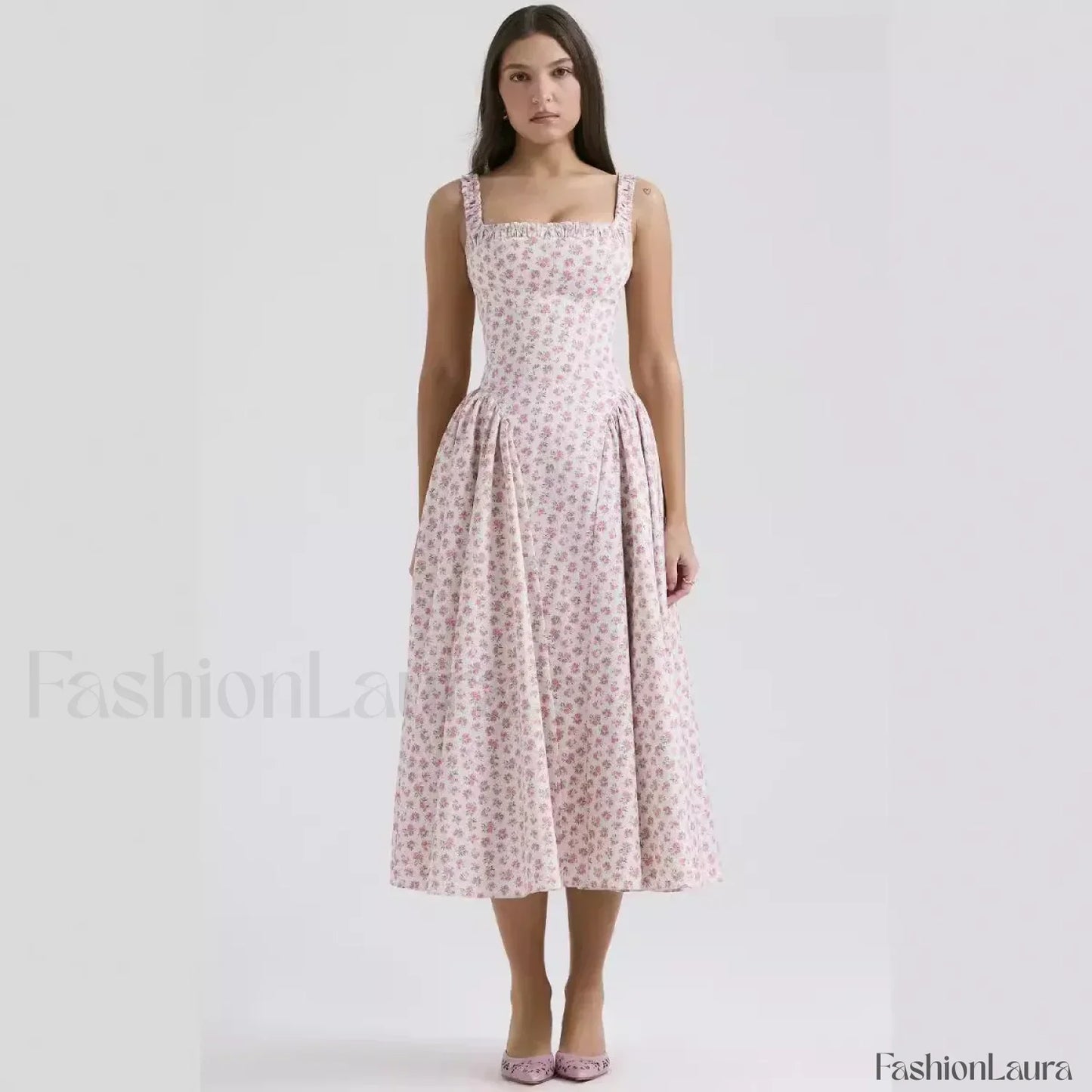 Bohemian Fragmented Flower Midi Dress