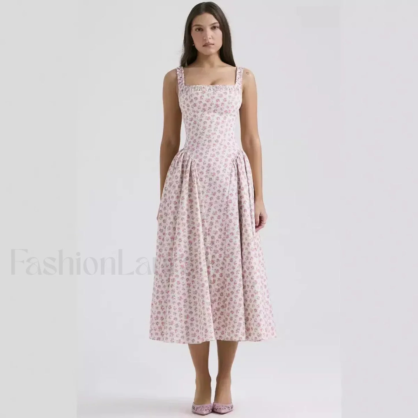Bohemian Fragmented Flower Midi Dress