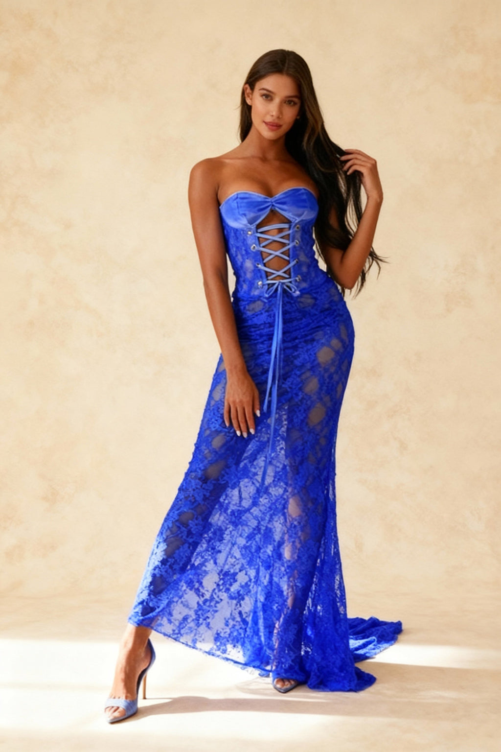 Sexy Lace-up Backless Bodycon Maxi Dress