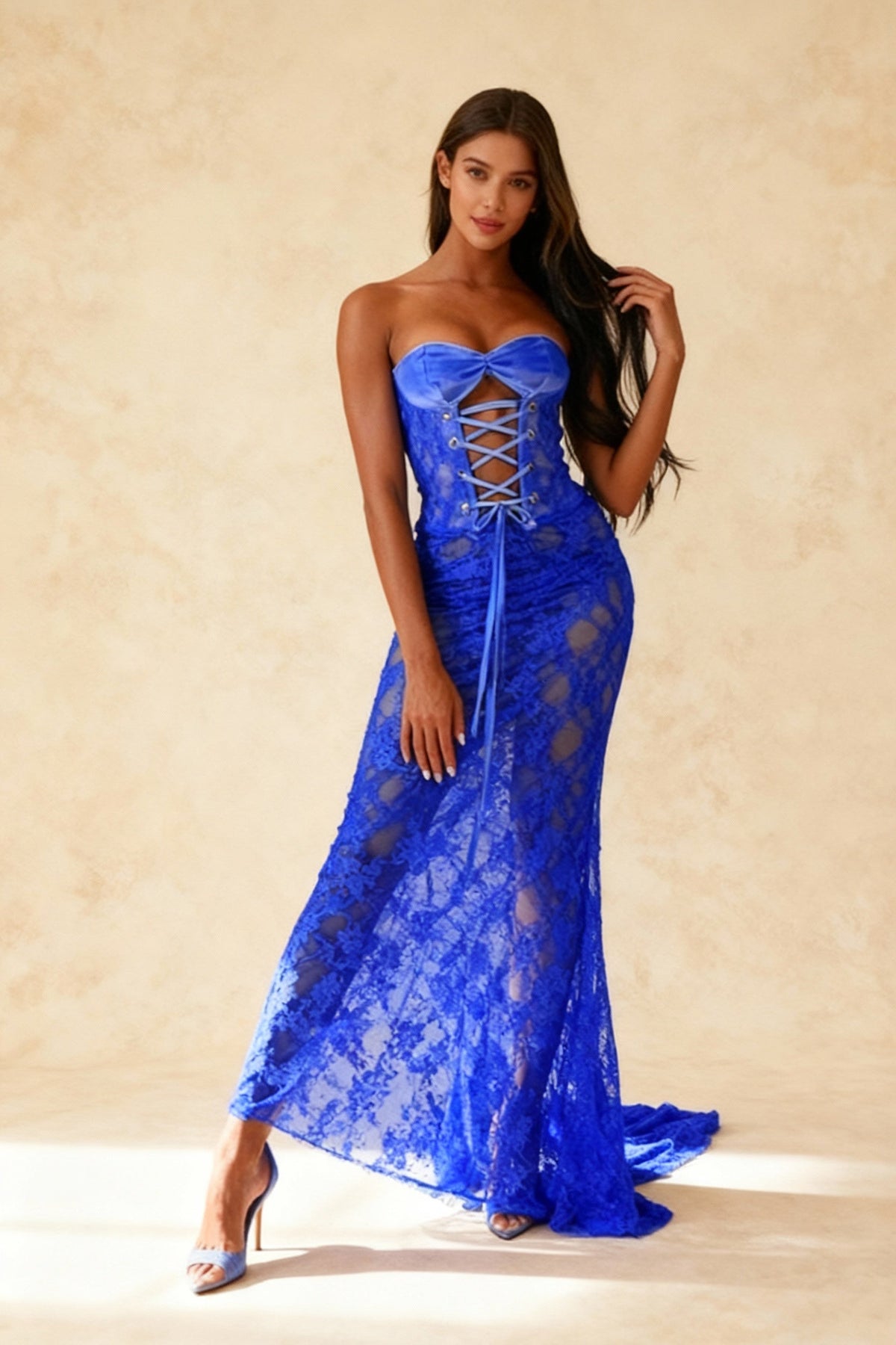 Sexy Lace-up Backless Bodycon Maxi Dress