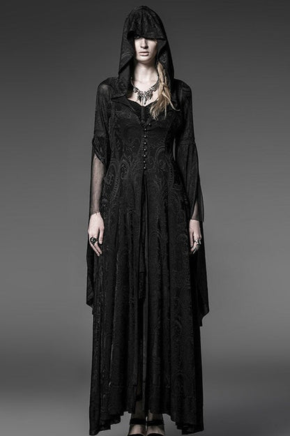 Gothic Hooded Slim Bodycon Midi Dress