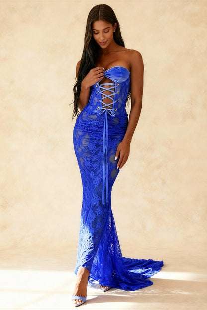 Sexy Lace-up Backless Bodycon Maxi Dress