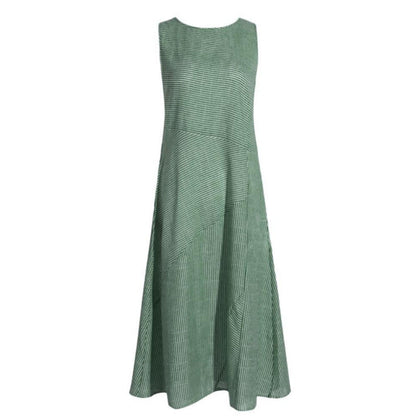 Women'S Plus Size Fashion Casual Stripe Sleeveless Plus Size Midi Dress