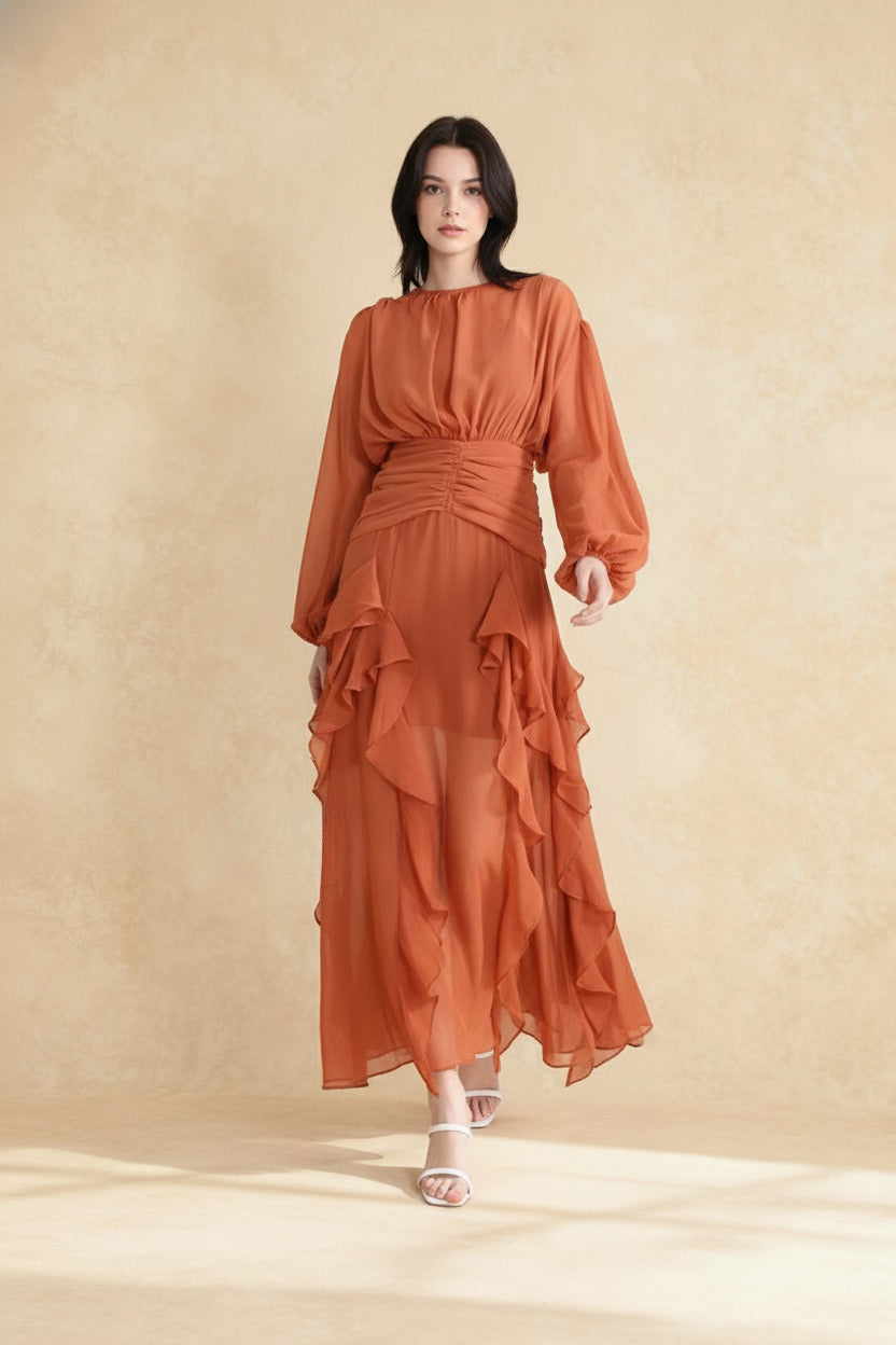 Leonie Ballon Stylish Sleeve Maxi Dress