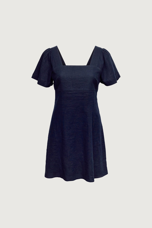 LINEN BLEND MINI DRESS