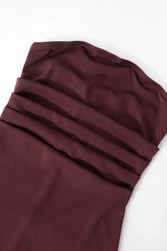 Hudson Maxi Dress With Stole And Gloves - Maroon