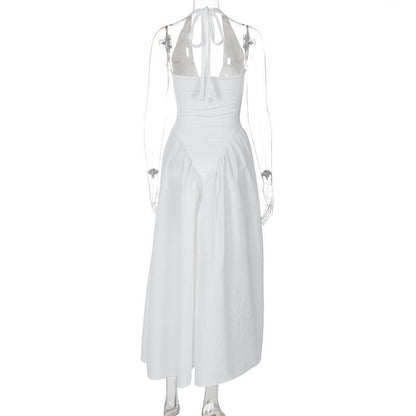 Halter v neck ruched knotted midi dress  | Festival Outfits Women