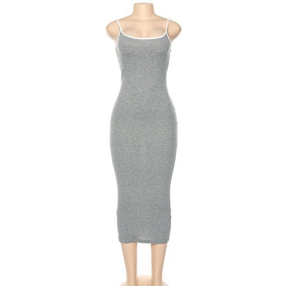 Ribbed solid cami midi dress