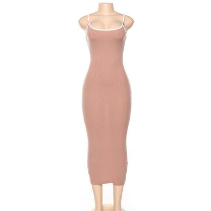 Ribbed solid cami midi dress