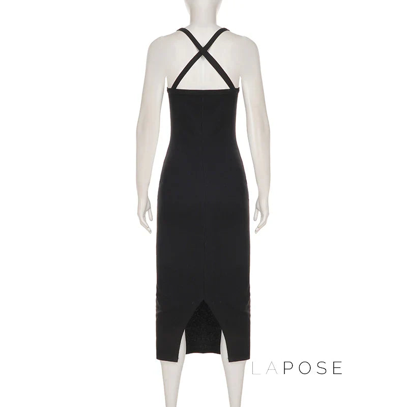 Abrianna Halter Backless Maxi Dress