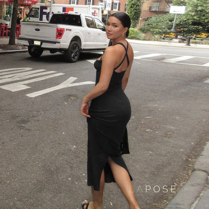 Abrianna Halter Backless Maxi Dress