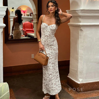 Ariadne Lace Backless Midi Dress