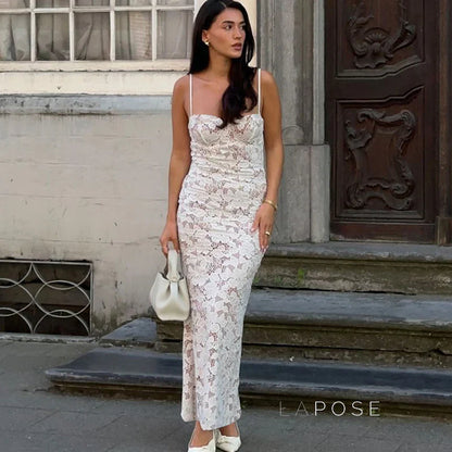 Ariadne Lace Backless Midi Dress