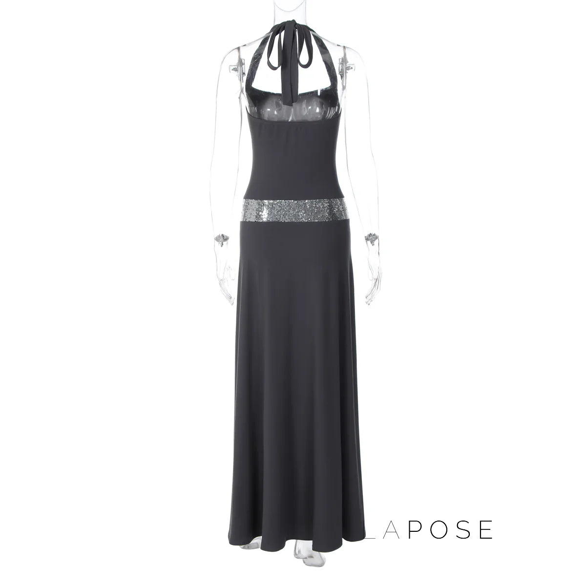 Eleanor Sequin Halter Maxi Dress