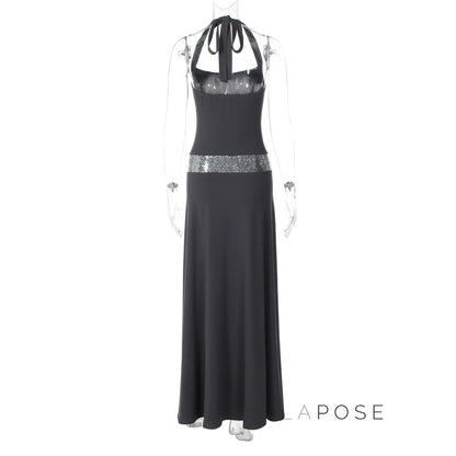 Eleanor Sequin Halter Maxi Dress