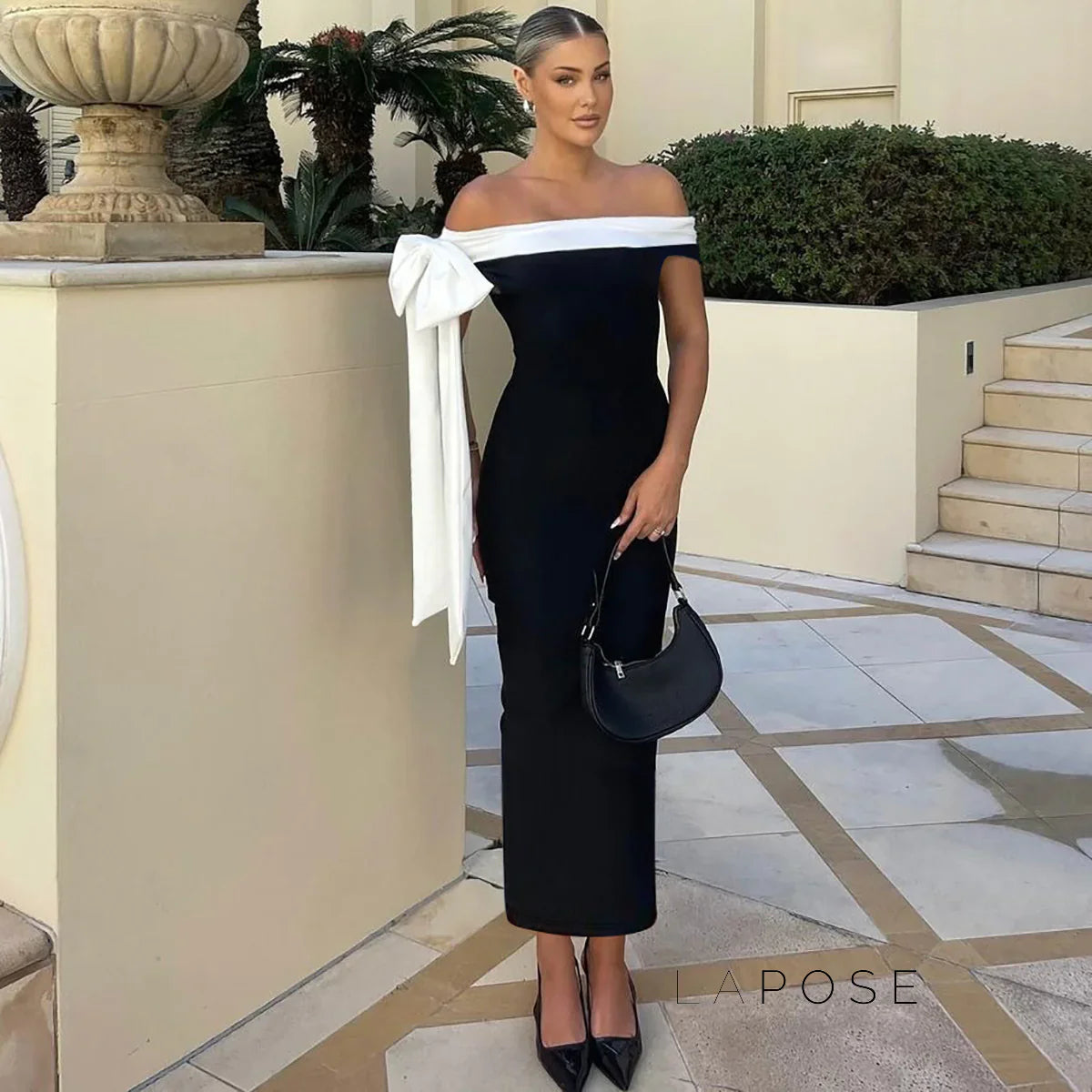 Elyanna Off Shoulder Bow Maxi Dress