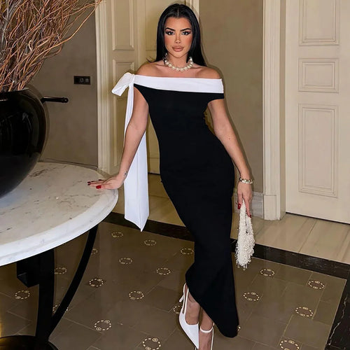 Elyanna Off Shoulder Bow Maxi Dress