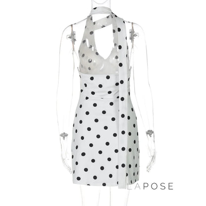Emmilyn Polka Dot Halter Midi Dress
