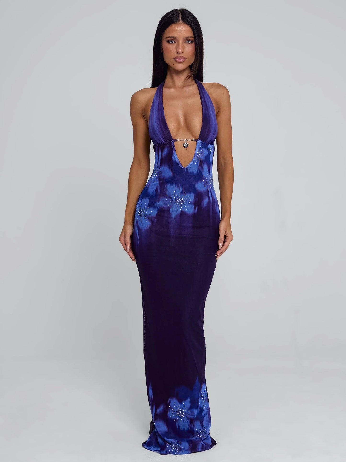 Faelynn Ruched Mesh Maxi Dress