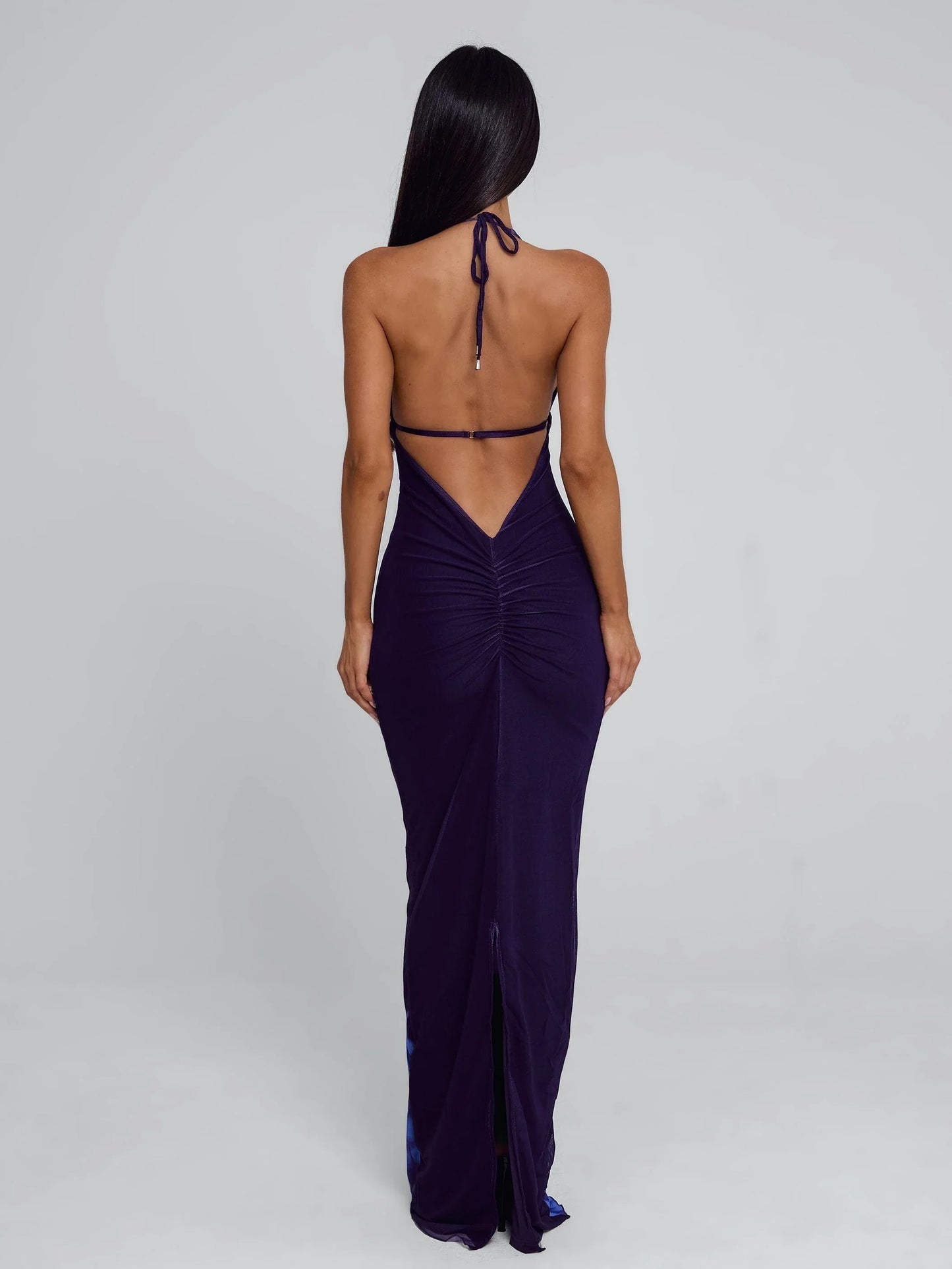 Faelynn Ruched Mesh Maxi Dress
