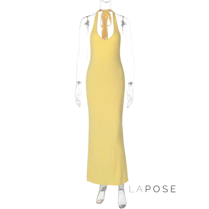 Holley Backless Halter Maxi Dress