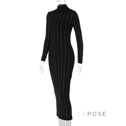 Joslynn High Neck Rhinestone Midi Dress