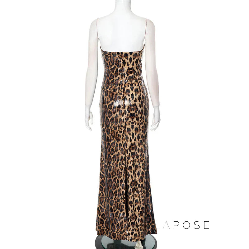 Karsen Leopard Print Tube Maxi Dress