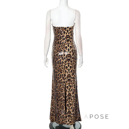 Karsen Leopard Print Tube Maxi Dress