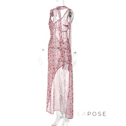 Khalia See-Through Floral Maxi Dress