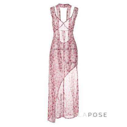 Khalia See-Through Floral Maxi Dress