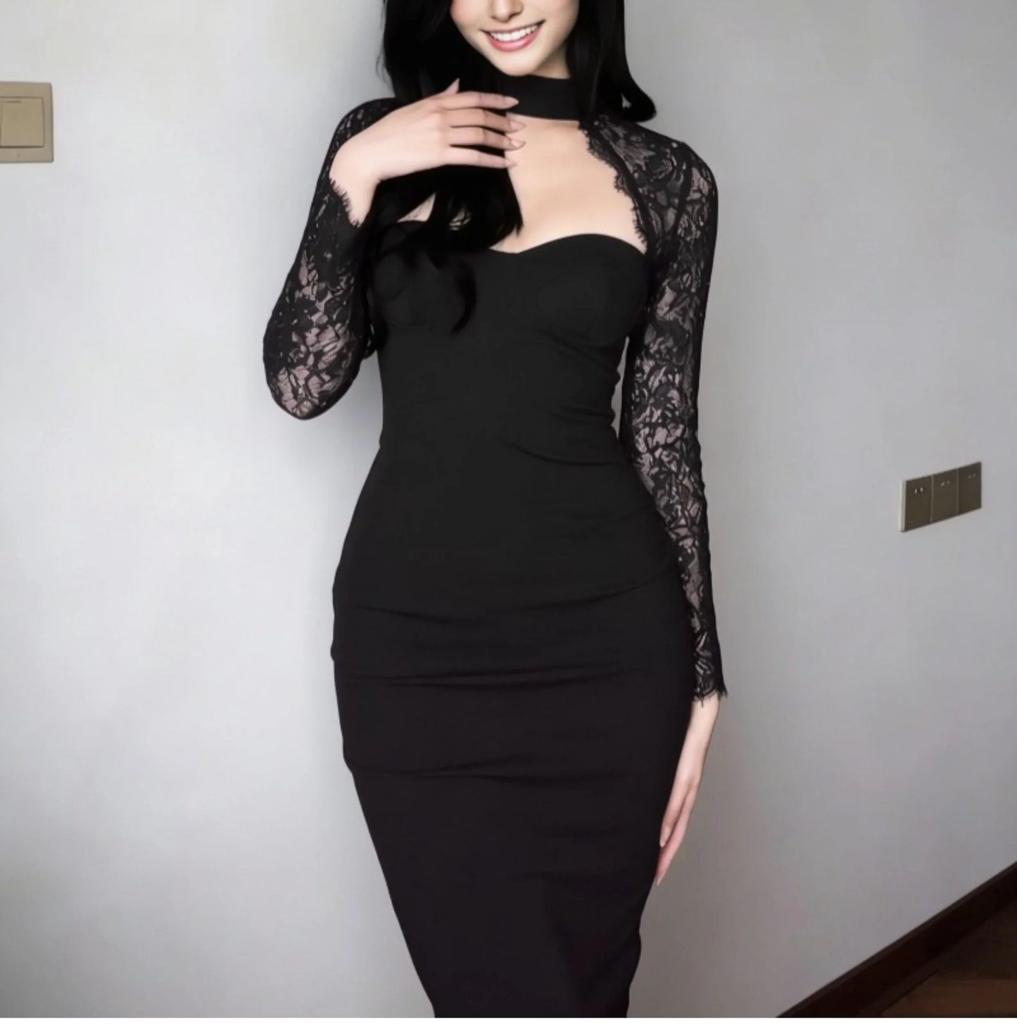 Lace Slit Maxi Dress