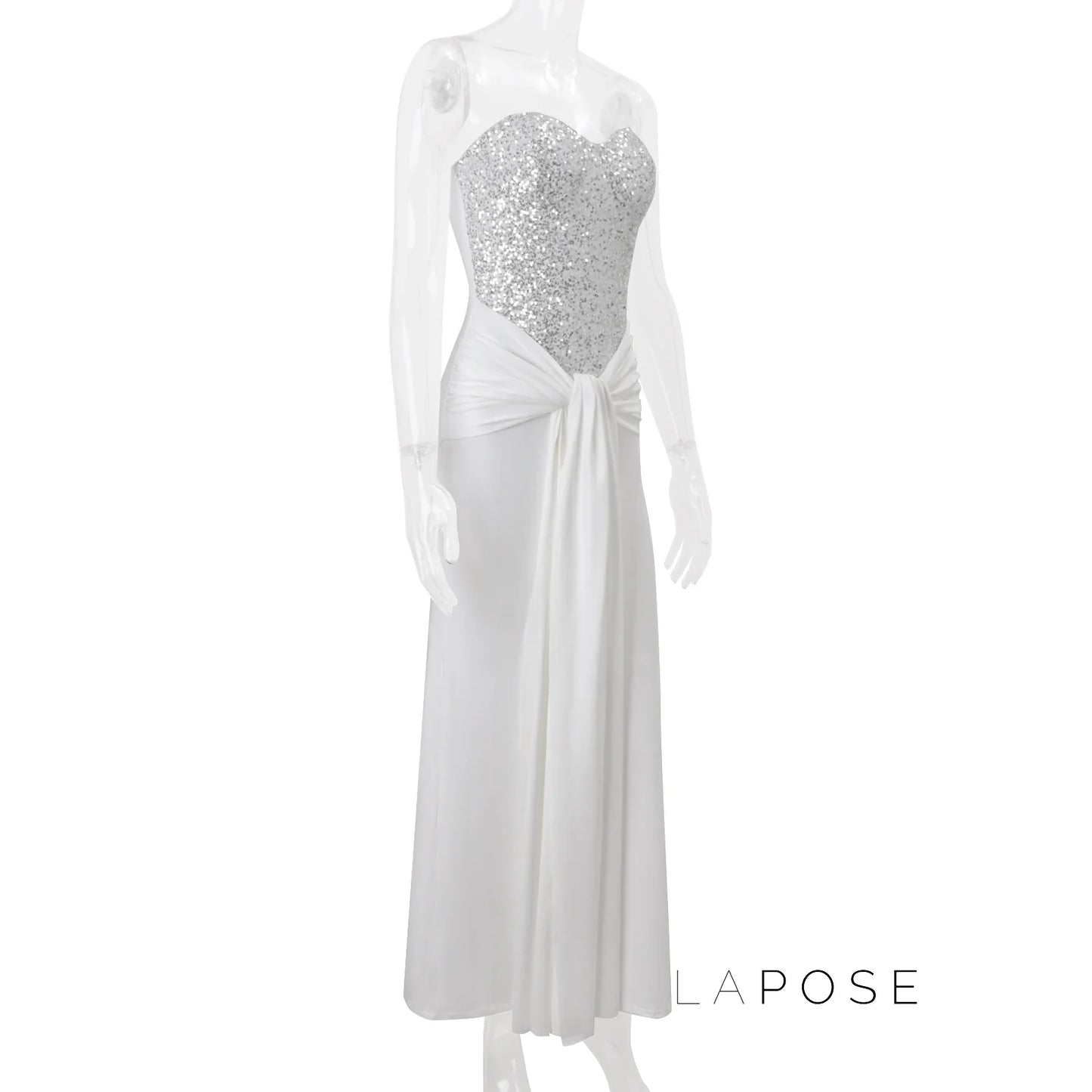 Lemon Strapless Sequin Maxi Dress