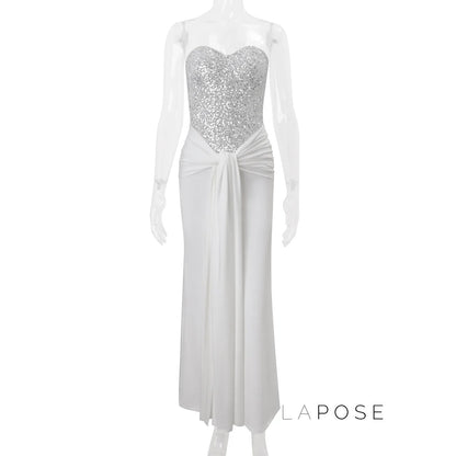 Lemon Strapless Sequin Maxi Dress