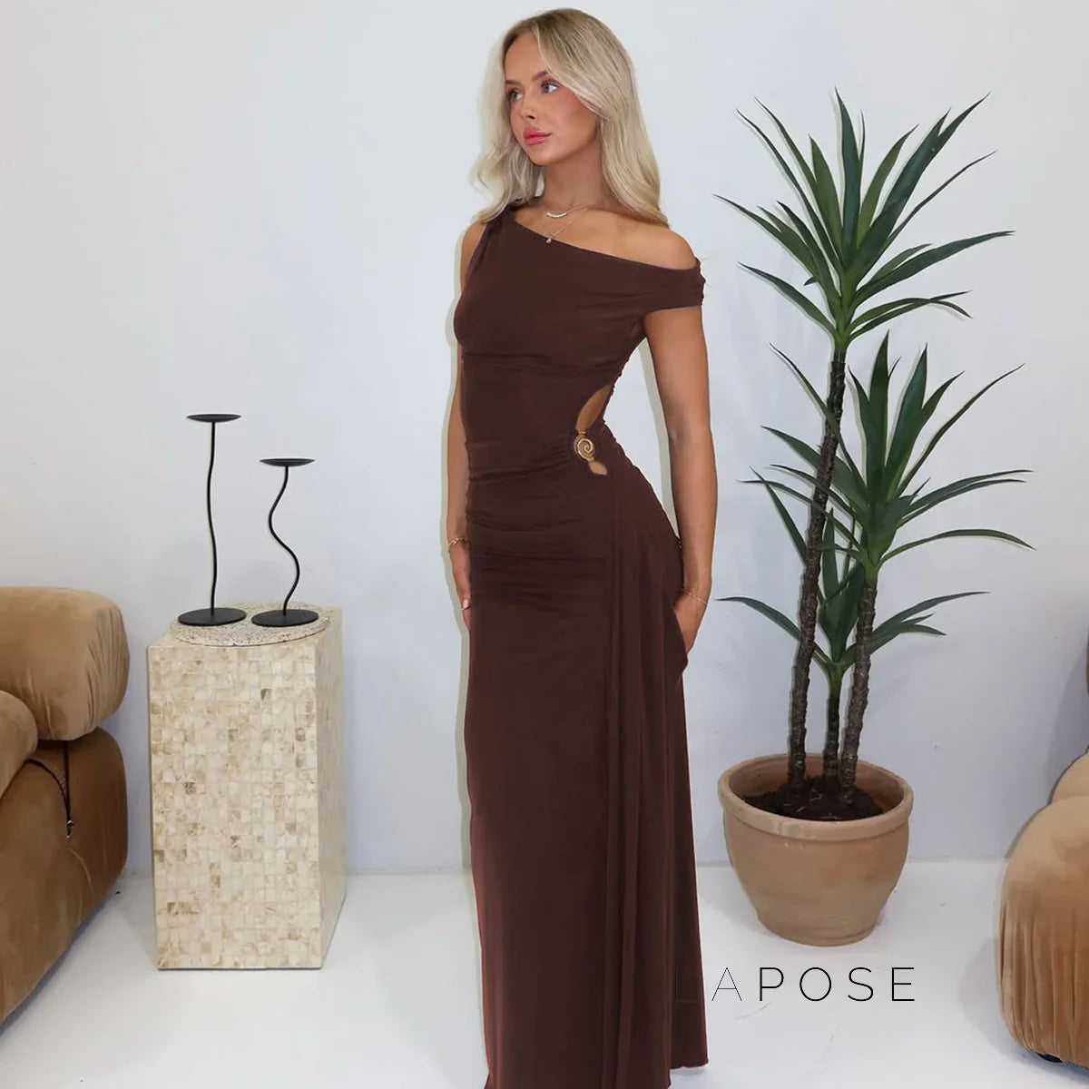 Maahi One-Shoulder Slit Maxi Dress