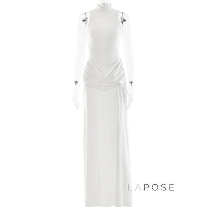 Nikole Mock Neck Ruched Maxi Dress