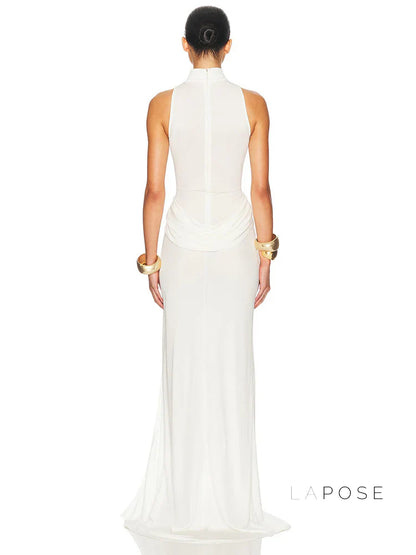 Nikole Mock Neck Ruched Maxi Dress