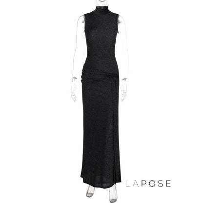 Niya Glitter High-Neck Maxi Dress