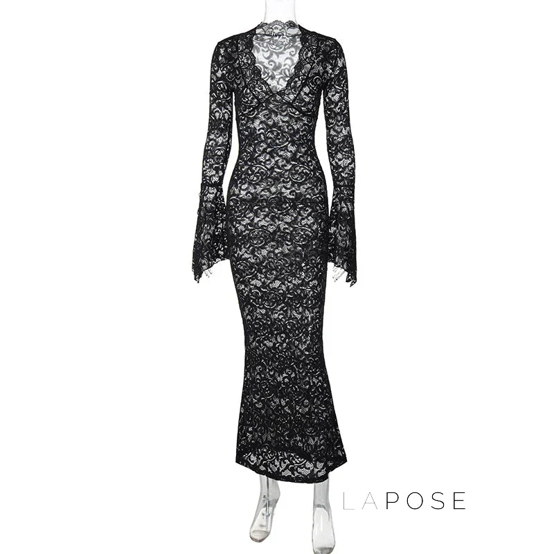 Sariyah Sheer Lace Maxi Dress