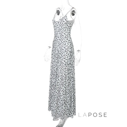 Zulema Polka Dot Mesh Midi Dress