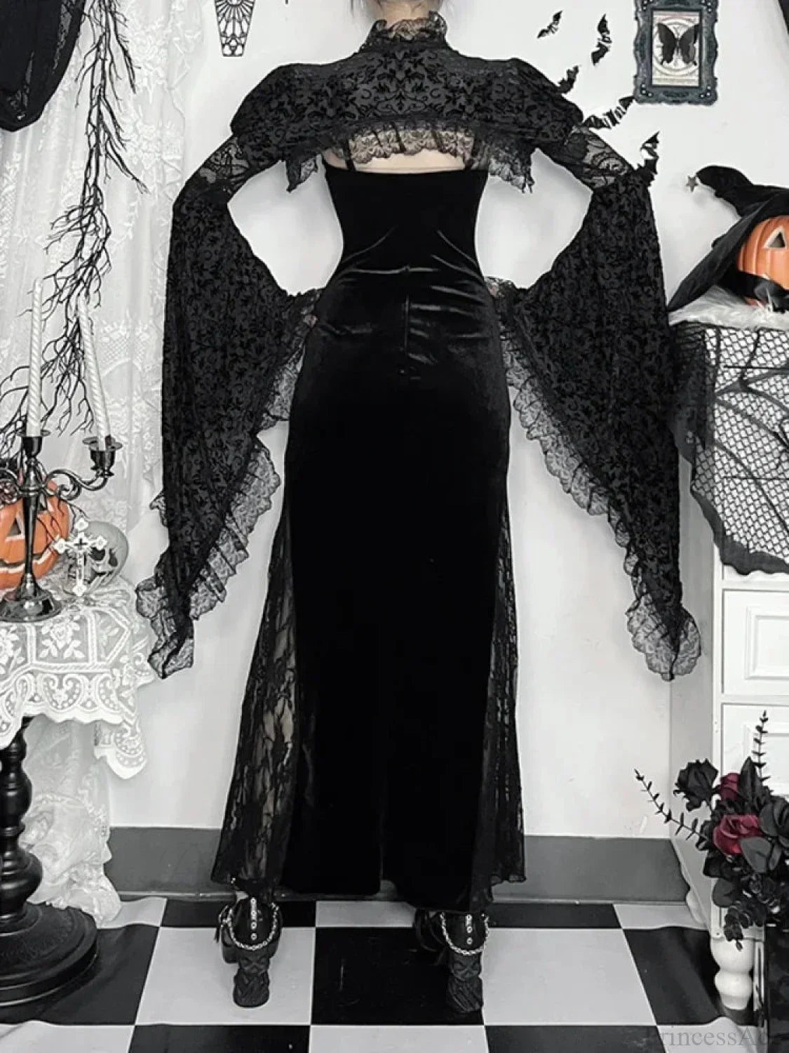Long Strap Lace Patchwork Maxi Dress