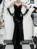 Long Strap Lace Patchwork Maxi Dress