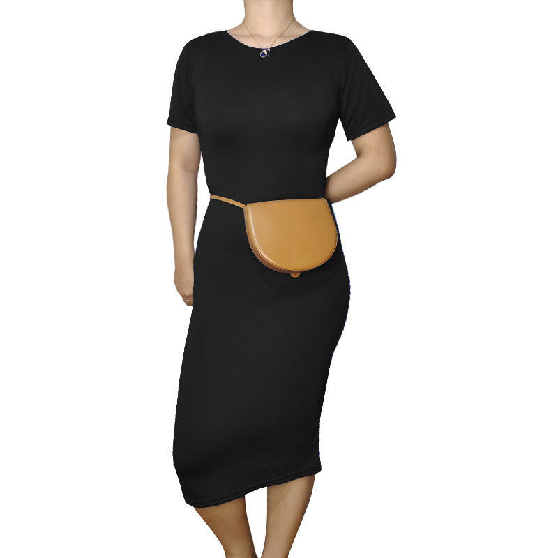Women Casual Basic Solid Color Short Sleeve Midi Dress
