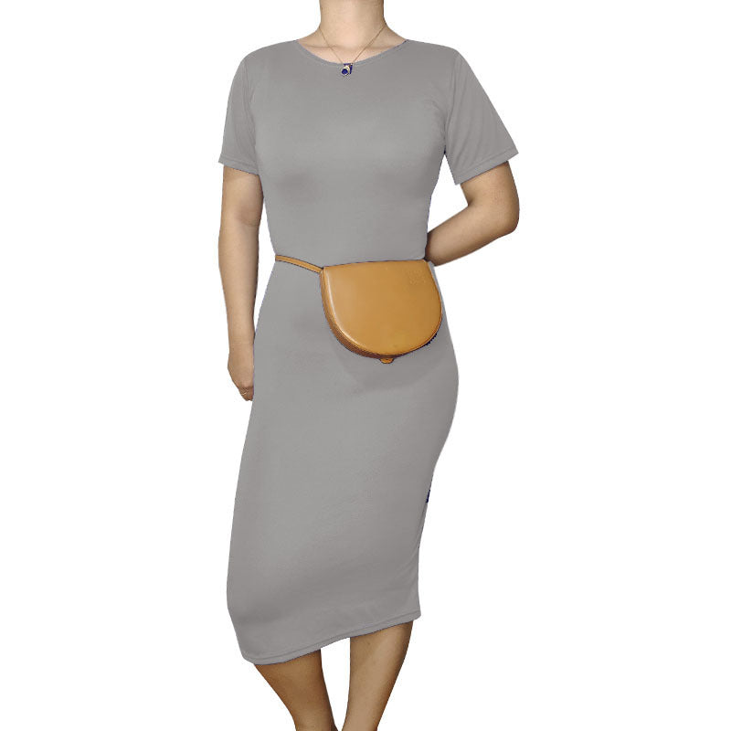 Women Casual Basic Solid Color Short Sleeve Midi Dress