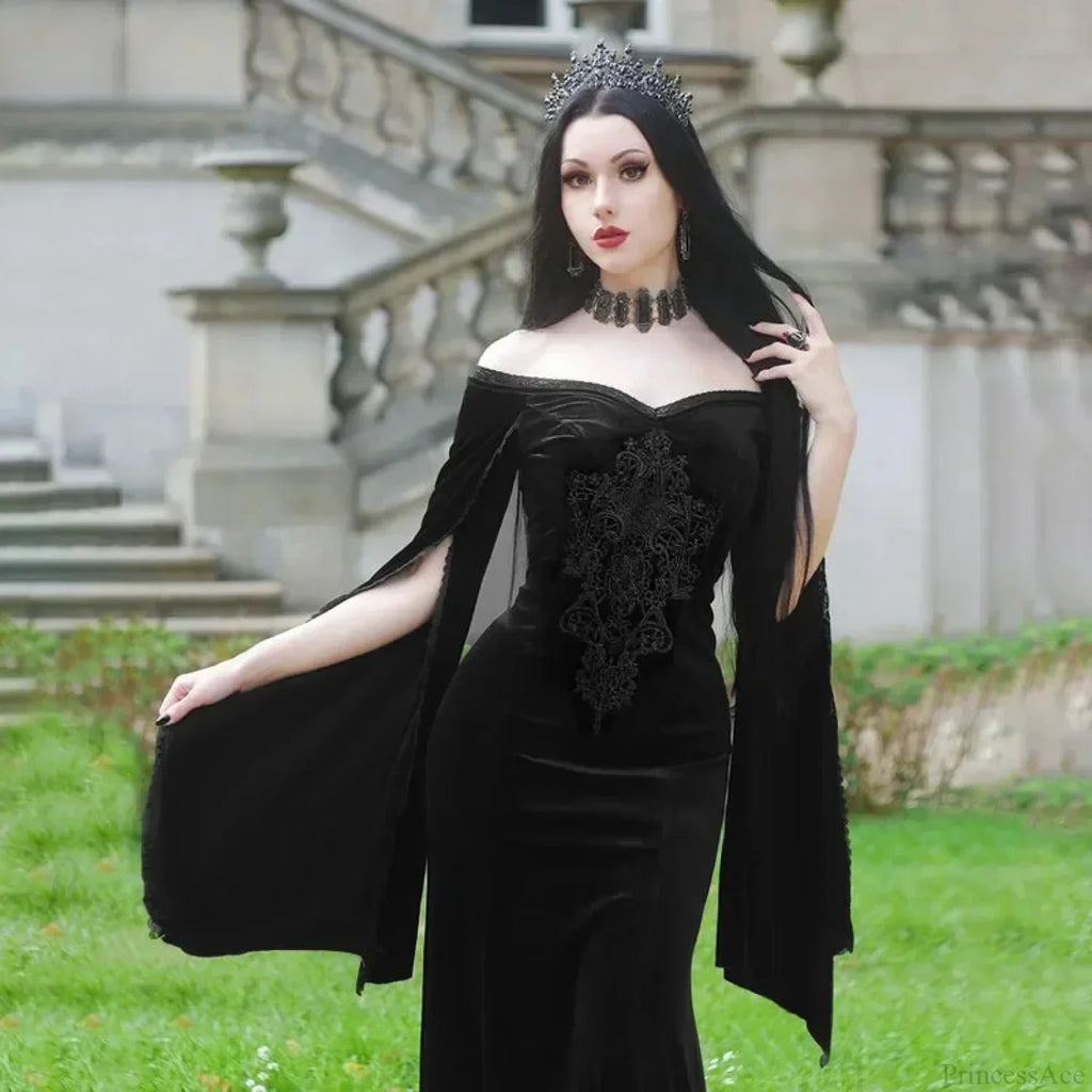 Off Shoulder Flare Sleeve Maxi Dress