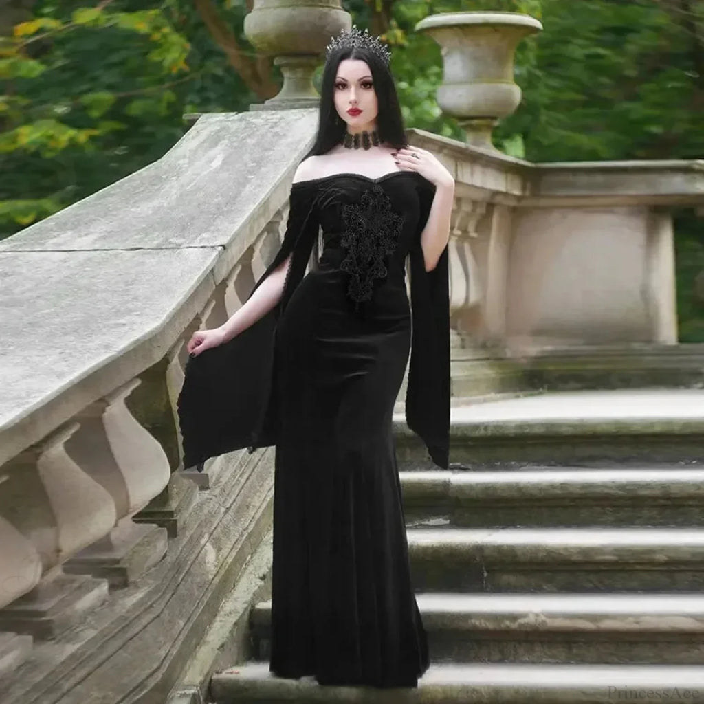 Off Shoulder Flare Sleeve Maxi Dress