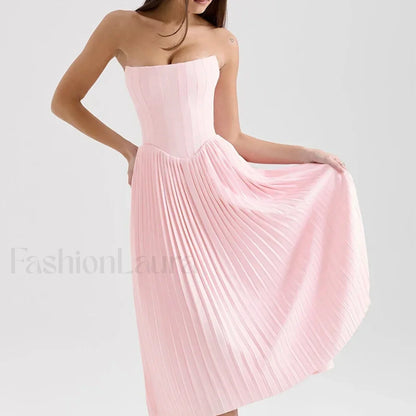 Pink Bow-Lace Midi Dress