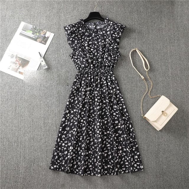 DressBetty - Elegant Heart Dot Sleeve Ruffles Medium Dress